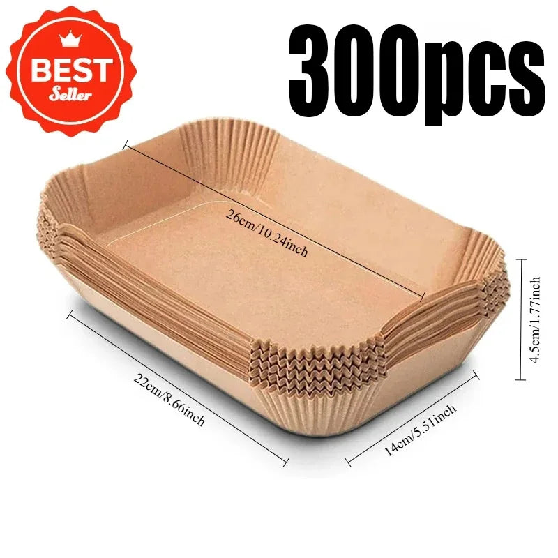 Extra Large Rectangular Paper Air Fryer Liners - Non-Stick, Easy Clean, Space Saving, Oven Safe, Disposable Paper Baskets And Bo