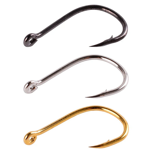 100Pcs High Carbon Steel Fishing Hooks Set – Assorted Barbed Carp Hooks for Fly & Jig Fishing