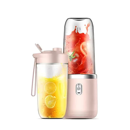 Electric Juicer with 6 Blades USB Portable Wireless Mini Smoothie Blender – Fruit Squeezer & Ice Crusher, 300ML Rechargeable Cup for Kitchen & Travel
