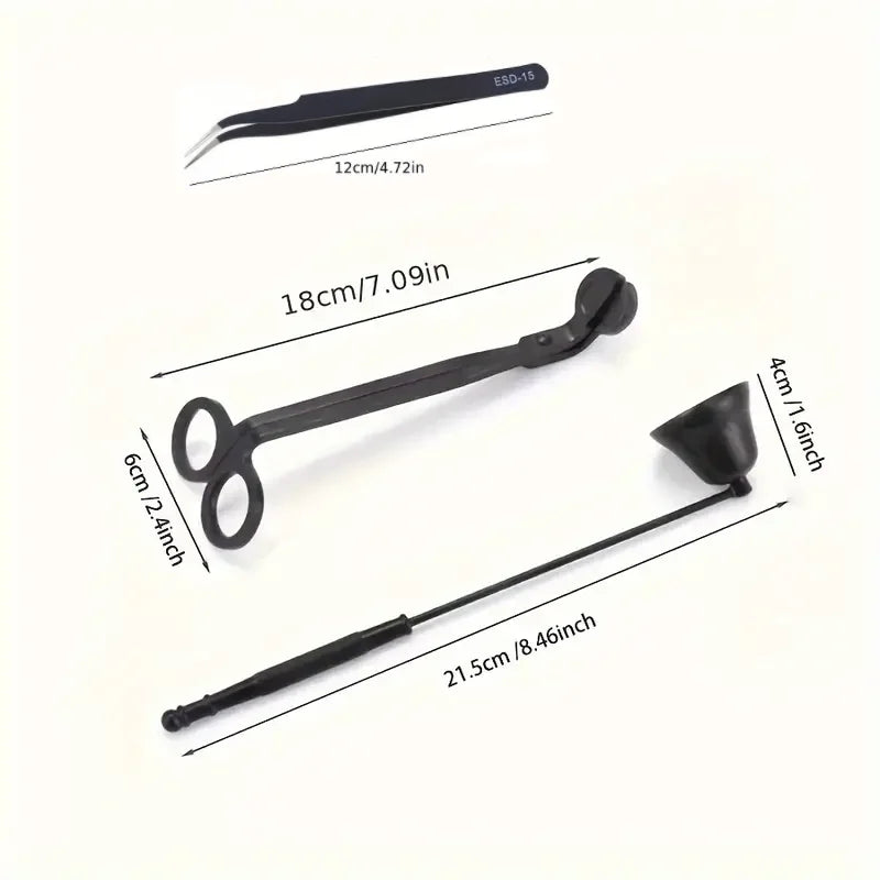 أداة إطفاء فتيل الشموع المصنوعة من الفولاذ المقاوم للصدأ - مقص محمول للعناية بالشموع وأداة خطافية