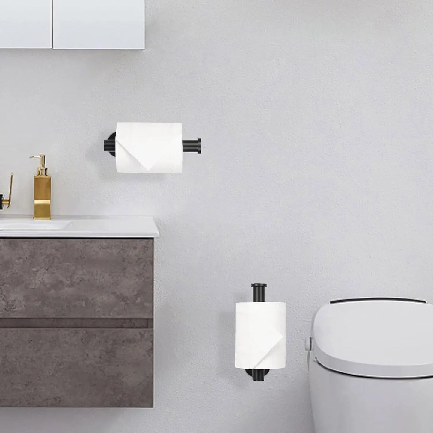 حامل مناشف ورقية من الفولاذ المقاوم للصدأ - موزع مناديل ورقية ذاتي اللصق أو يُثبّت بالمثقاب أسفل الخزانة