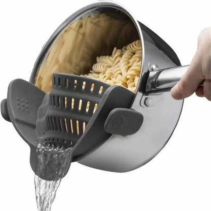 1Pc Clip-On Pot Strainer – Adjustable Silicone Strainer for Pots, Pans & Bowls