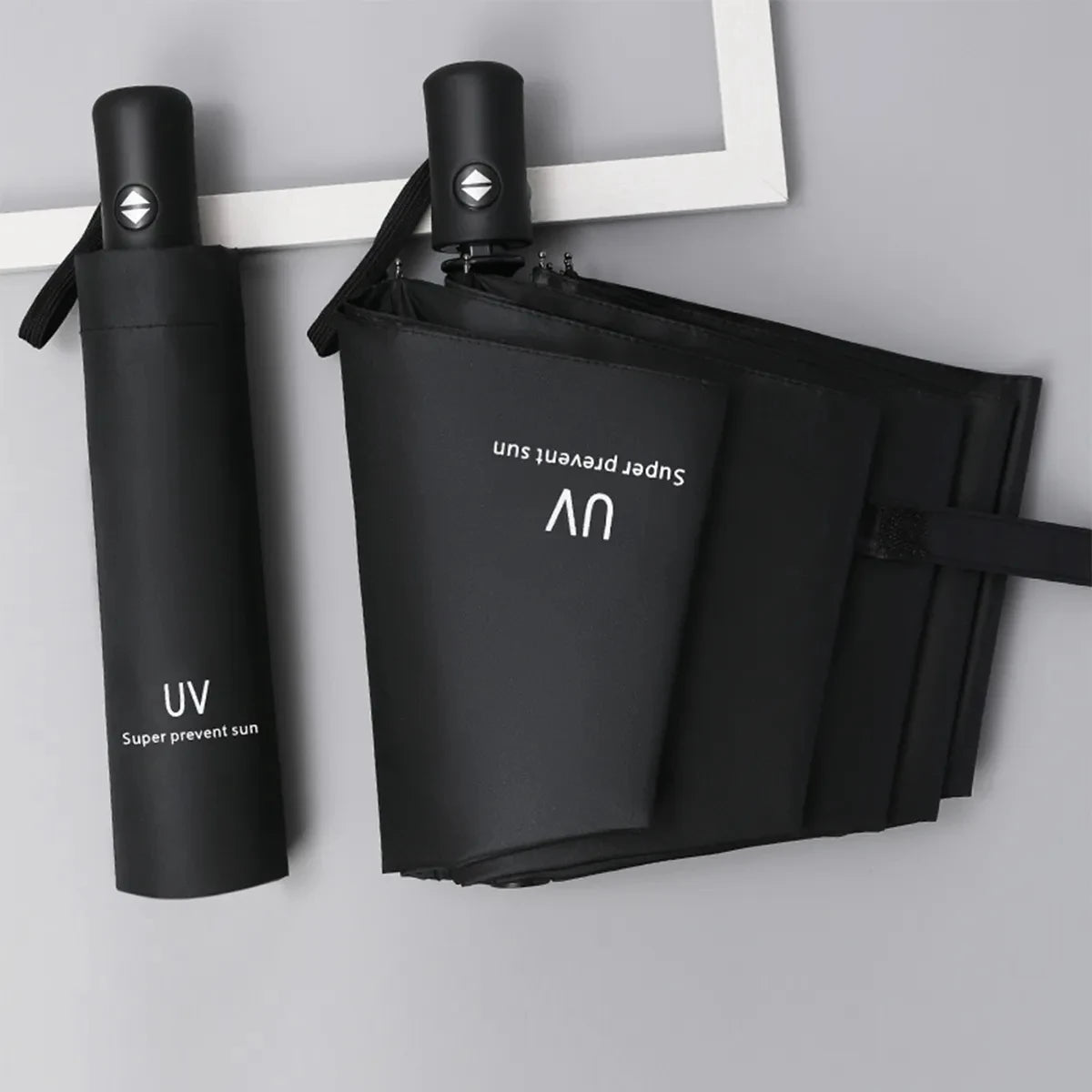 8-Rib Automatic Folding Umbrella – Windproof Compact Umbrella with UV Protection for Sun & Rain