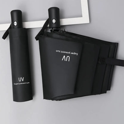 8-Rib Automatic Folding Umbrella – Windproof Compact Umbrella with UV Protection for Sun & Rain