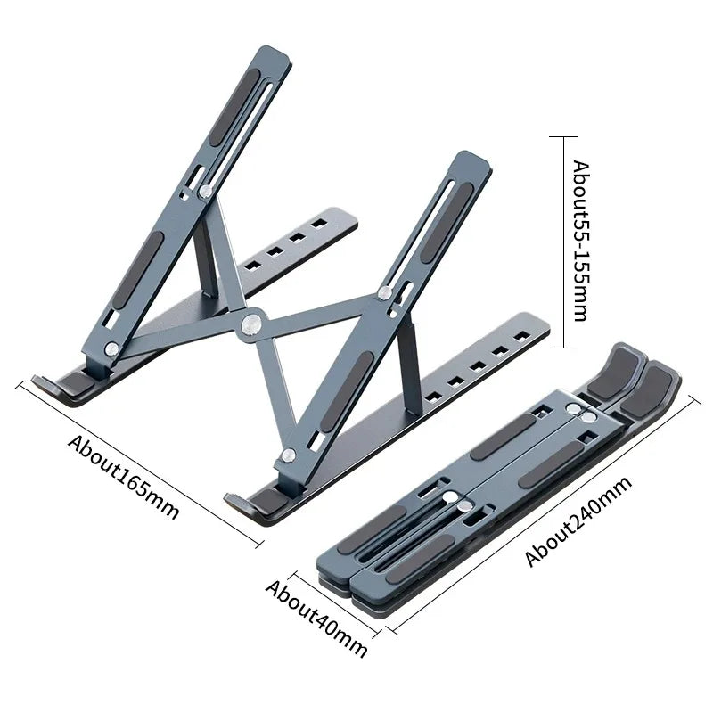 Foldable Adjustable Laptop Stand – Portable Aluminum Alloy & ABS Notebook Holder for MacBook, Laptop, PC