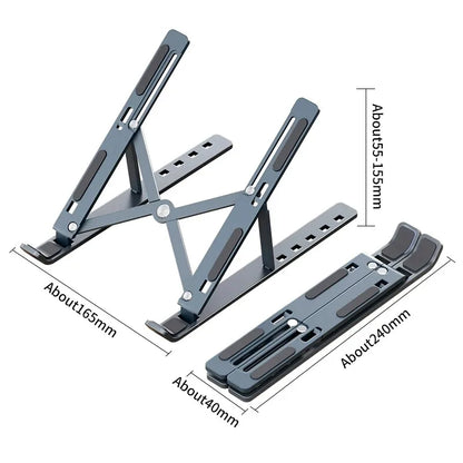 Foldable Adjustable Laptop Stand – Portable Aluminum Alloy & ABS Notebook Holder for MacBook, Laptop, PC