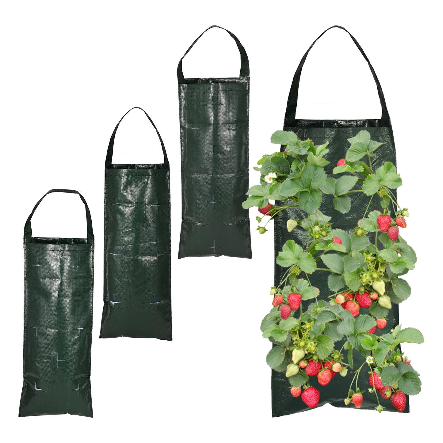 6/8/10 Holes Hanging Strawberry Planting Bag Vertical Garden PE Flower Grow Bag Flower Vegetable Planter Indoor Outdoor Decor