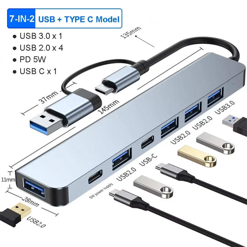 موزع USB 3 في 1 متوافق مع HDMI، من النوع C إلى HDMI، محطة إرساء USB 3.0 متوافقة مع MacBook Air 