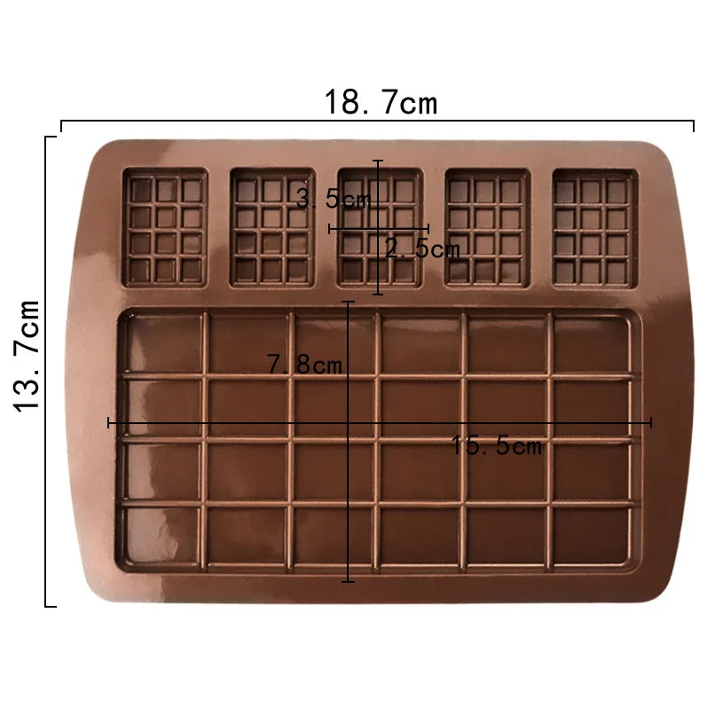 Chocolate Silicone Mold Long Square Plaid Silicone Mold Cake Decorative Mold Chocolate Block Insert Waffle Silicone Mold