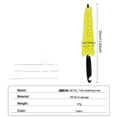 SEAMETAL Car Wheel Cleaner Brush – Tire Rim Cleaning Tool with Microfiber Sponge for Auto Detailing