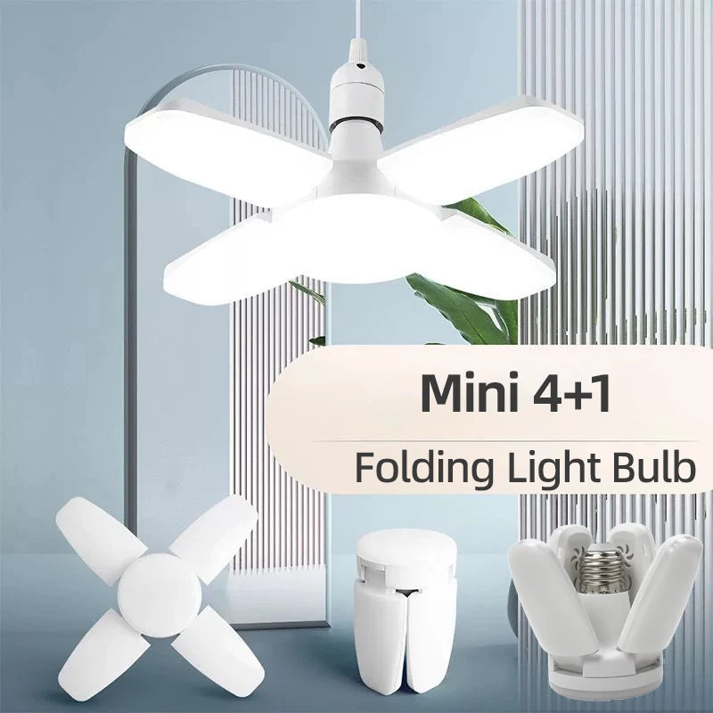 E27 Fan Shape Foldable 28W LED Bulb AC220V/110V Deformation for Home Ceiling Lights Warehouse and Garage White Leaf Light 6500K
