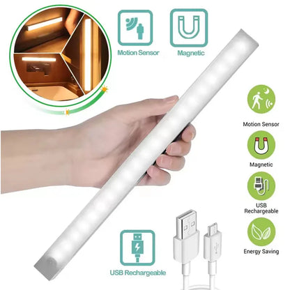LED Motion Sensor Light Rechargeable Induction Night Light Portable Cordless Magnetic Cabinet Lamp for Kitchen Room Bedside
