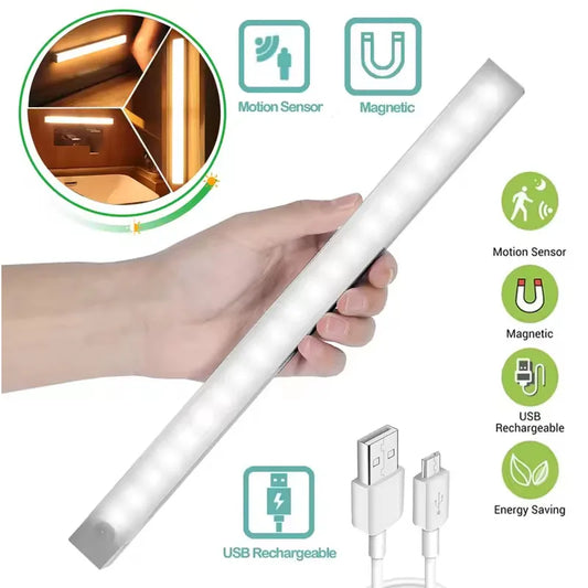 LED Motion Sensor Light Rechargeable Induction Night Light Portable Cordless Magnetic Cabinet Lamp for Kitchen Room Bedside