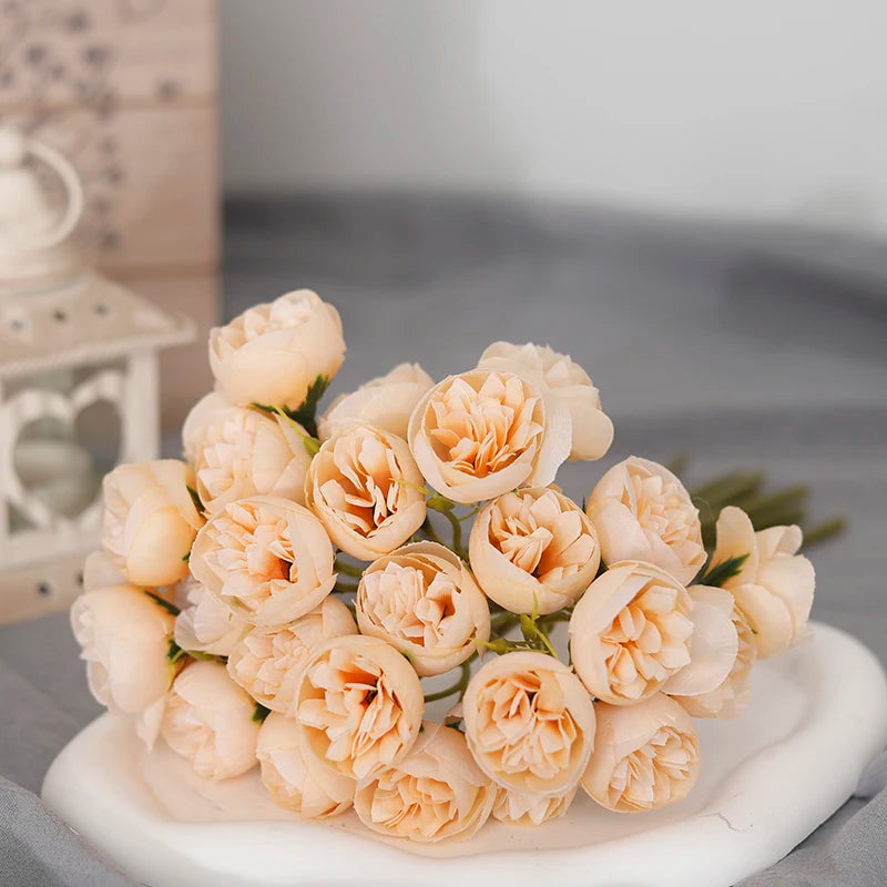 باقة من 27 زهرة من زهور الفاوانيا الوردية الحريرية الاصطناعية لتزيين المنزل وحفلات الزفاف