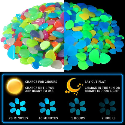 50/200PCS Glow in The Dark Rocks Outdoor Luminous Glowing Pebbles Stones Rocks for Indoor Outdoor Decorations Garden Lawn Yard