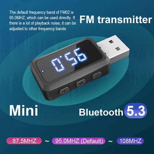 LCD Digital Car Bluetooth 5.3 Transmitter Receiver Handsfree Call Mini USB Power Car Kit Wireless Auto Audio For Car Fm Radio