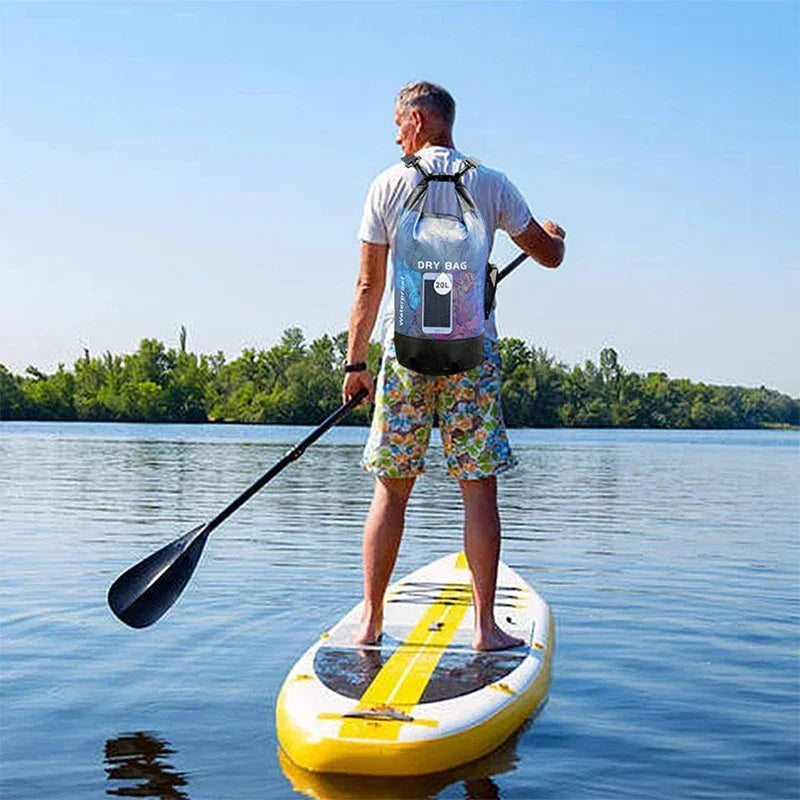 حقيبة ظهر جافة مقاومة للماء بسعة 10-20 لترًا - حقيبة عائمة للتجديف والتنزه وركوب القوارب والتجديف النهري