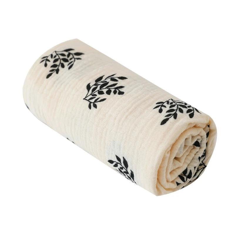 بطانية لفّ الأطفال من قماش الموسلين القطني - قماش مجعد سادة ومطبوع عليه زهور للأطفال حديثي الولادة والأطفال الصغار