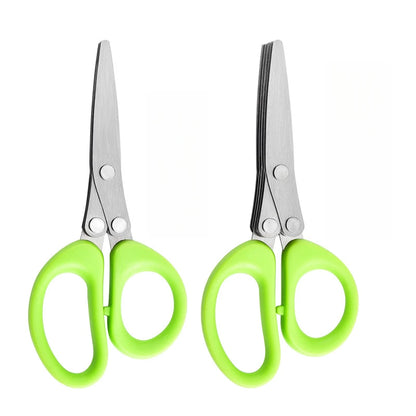 Multi-Functional 3/5-Layer Stainless Steel Kitchen Scissors – Herb Cutter for Scallions, Nori, and Shredded Veggies