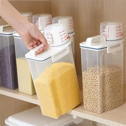 Rice & Grain Storage Canister – With Measuring Cup Lid, Moisture-Proof & Insect-Proof Food Container