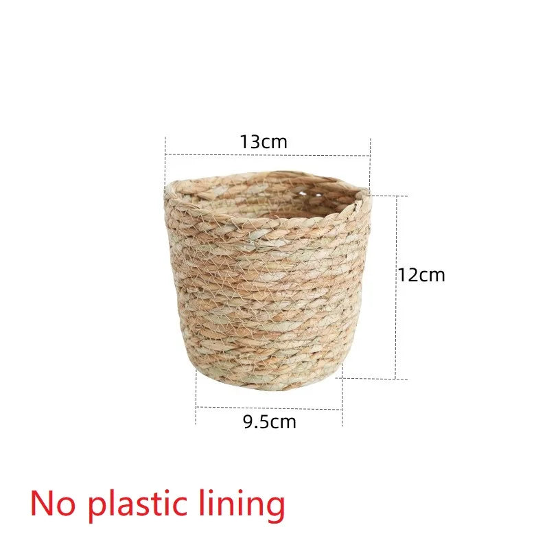 سلة نباتات زهور منسوجة من العشب، سلة زراعة داخلية وخارجية، وعاء زهور للحديقة، سلة نباتات زهور مزخرفة، استخدام تخزين
