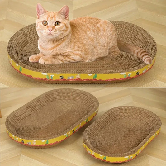 Cat Scratching Board – Oval Corrugated Paper Cat Nest & Furniture Protector