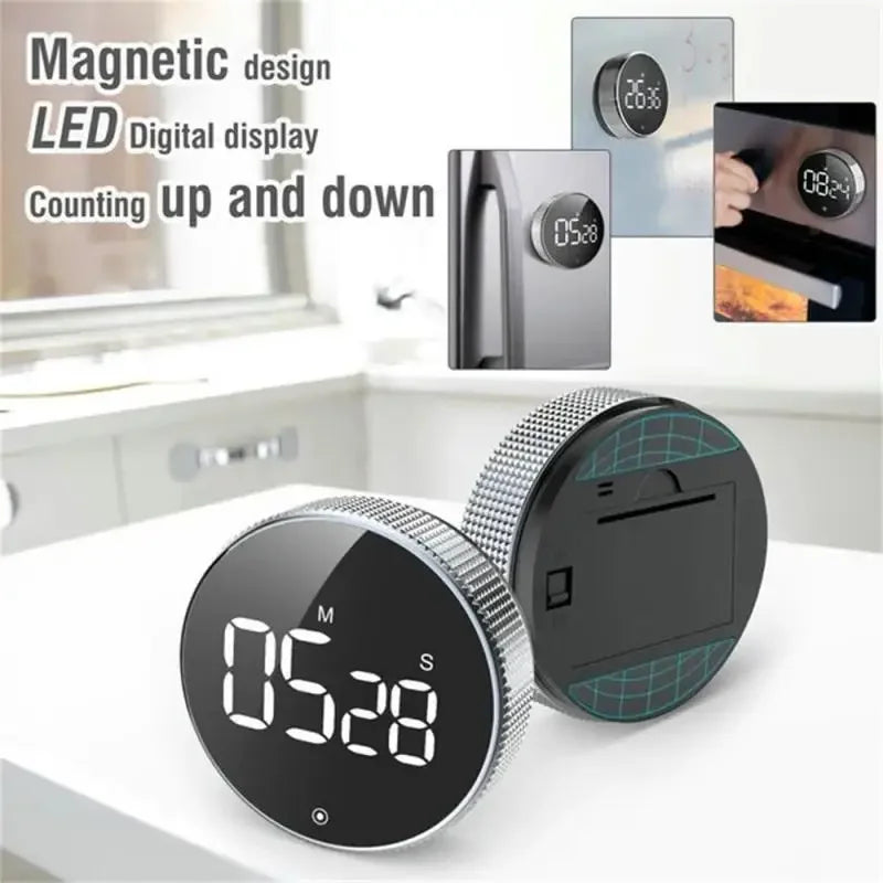 Magnetic LED Digital Kitchen Timer – Silent Countdown Clock with Rotary Control for Cooking, Study & Self-Discipline