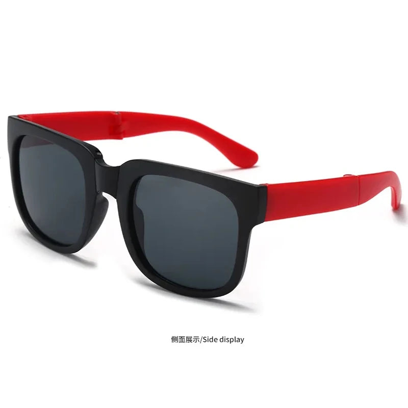 نظارات شمسية قابلة للطي للأطفال - نظارات مربعة بتصميم مميز للأولاد والبنات، حماية من الأشعة فوق البنفسجية UV400 