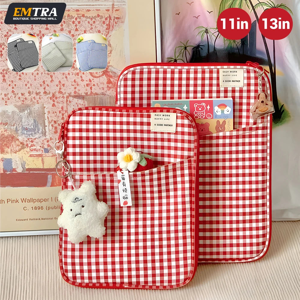 Cute Tablet Sleeve Bag 7.9-12.9 Inch Handbag Case – Shockproof Multi-Pocket Sleeve for iPad Pro, Samsung, Xiaomi