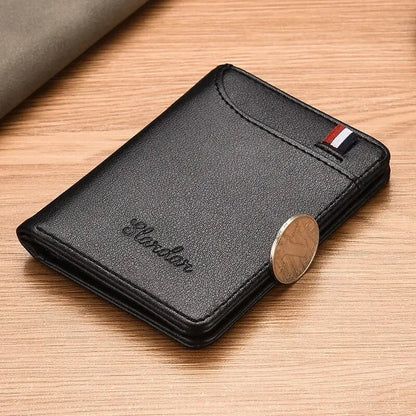 Men’s Vertical Multi-Card Wallet – Compact Driver’s License and Student Card Holder