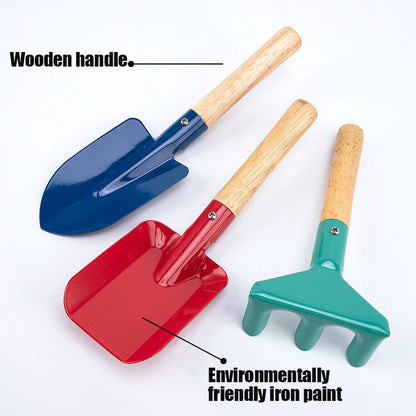 Children’s Wooden Handle Beach Shovel Set – Kids Sand Digging & Gardening Tools