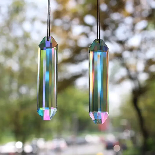 2 PCS Crystal Rainbow Sun Catcher Window Prism Pendants – Garden Hanging Ornaments & Home Décor