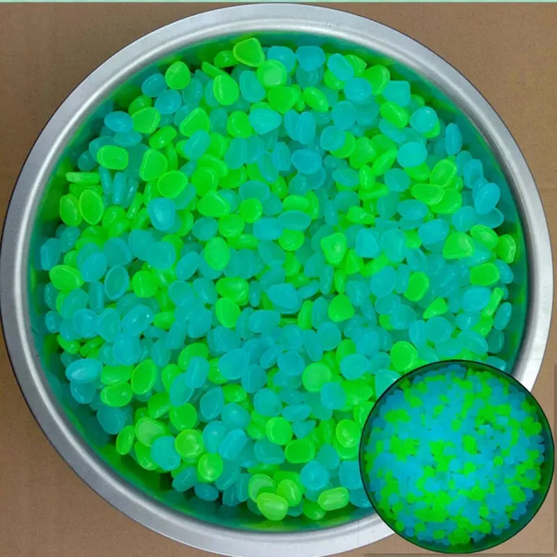 100Pcs Glow-in-the-Dark Garden Pebbles – Luminous Decorative Stones for Pathways, Patios, Aquariums & Landscaping