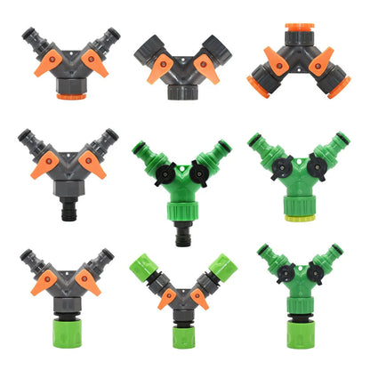 2-Way Tap Hose Splitter – 1/2" & 3/4" Garden Y Splitter with Adjustable Valve Control