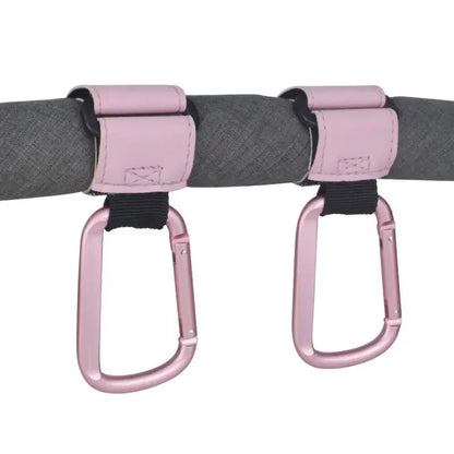 خطافات تنظيم عربة الأطفال - مشابك تعليق عربة الأطفال من الجلد الصناعي قابلة للدوران 360 درجة (قطعة واحدة أو قطعتين)