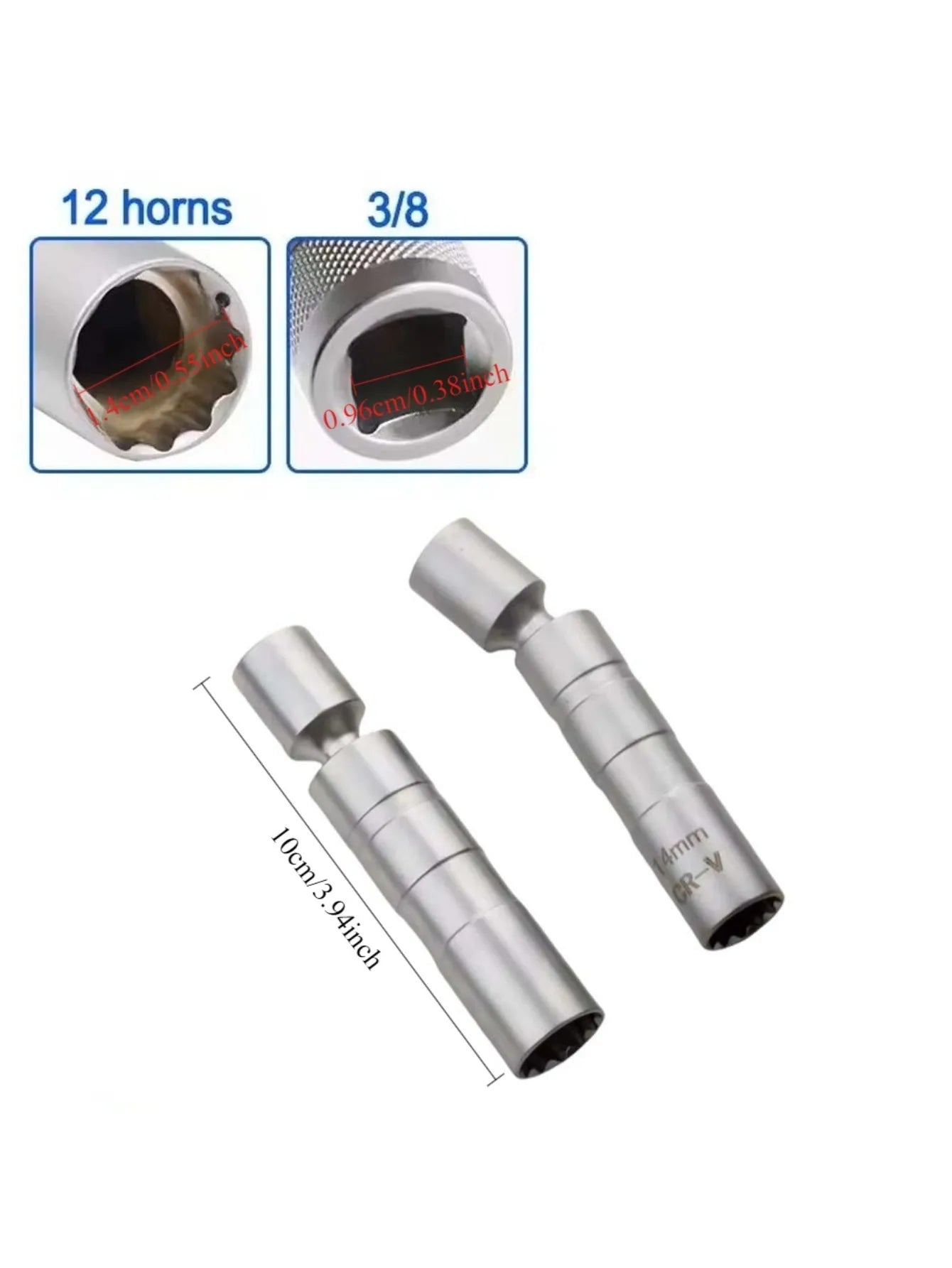 محول مفتاح ربط شمعات الإشعال 14 مم و16 مم، وصلة عالمية مع مغناطيس مرن رقيق الجدران، أداة صيانة سيارات 3/8 بوصة 