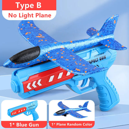 12.2" LED Foam Airplane Launcher Toy – Outdoor Flying Glider Catapult Gun for Kids Boys Birthday Gift