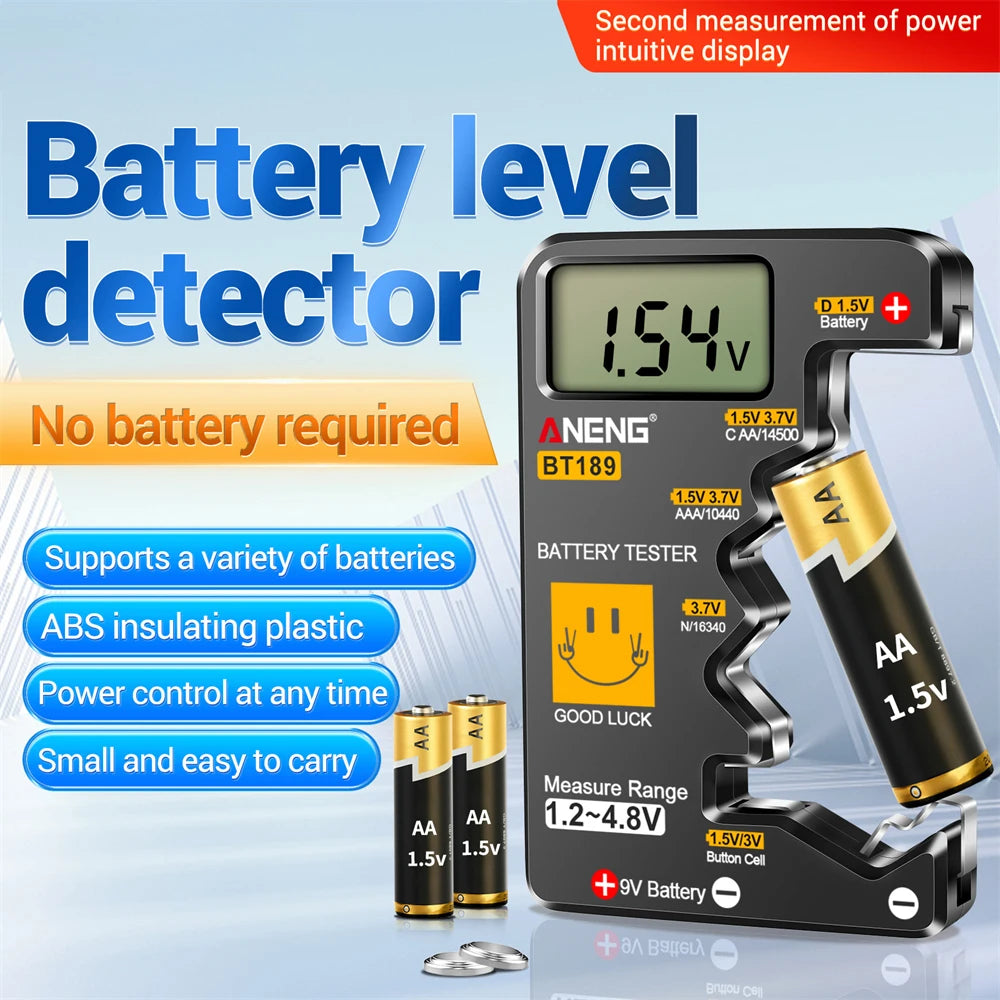 ANENG BT189 Battery Tester 9V AAAAA Button Cell Universal Household LCD Digital Display Battery Tester Power Bank Detector