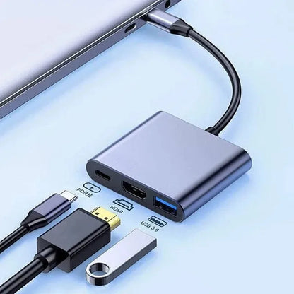 موزع USB 3 في 1 متوافق مع HDMI، من النوع C إلى HDMI، محطة إرساء USB 3.0 متوافقة مع MacBook Air 