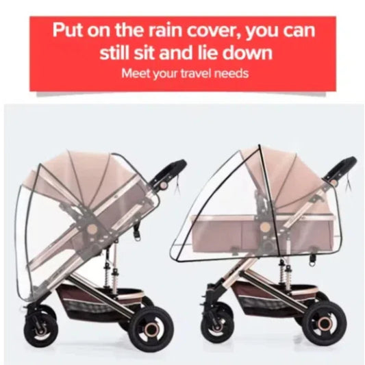 Universal Stroller Rain Cover – Waterproof, Dustproof, Transparent Weather Shield for Baby Prams