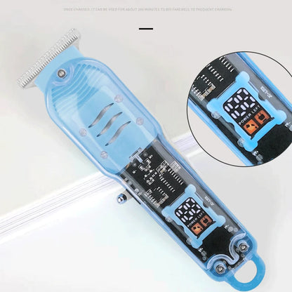 ماكينة حلاقة شعر شفافة مع شاشة عرض الطاقة - ماكينة حلاقة قابلة لإعادة الشحن للرجال 2023 بشاشة رقمية