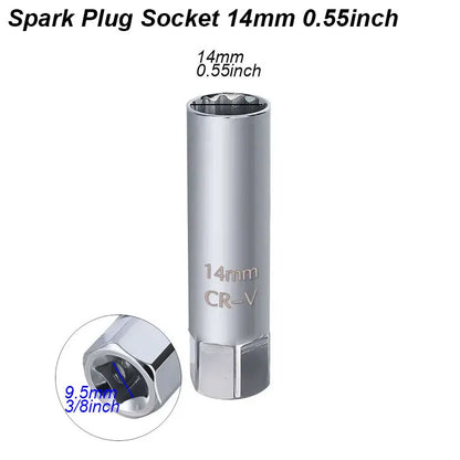 Spark Plug Socket Wrench Key Adapter 14 16mm Install Replace Repair Kit Torque Magnetic Remove Removal Gap Tool AUTO Mechanical