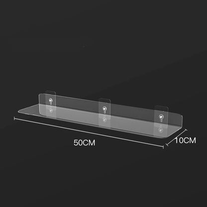 Clear Acrylic Floating Shelf Wall Mounted Organizer – Thick Transparent Display Ledge for Bathroom, Kitchen, Bedroom (20-50cm)