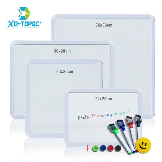 4 Styles Magnetic Whiteboard with PVC Frame – Round Angle Message & Drawing Board for Fridge
