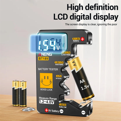 ANENG BT189 Battery Tester 9V AAAAA Button Cell Universal Household LCD Digital Display Battery Tester Power Bank Detector