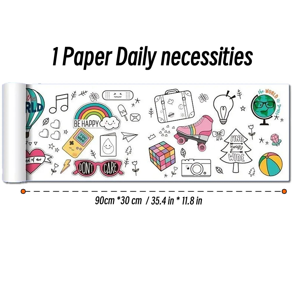 90cm Animal Canvas Children's Drawing Roll DIY Coloring Paper Roll Color Filling Graffiti Paper-cut Painting Educational School