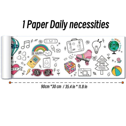 90cm Animal Canvas Children's Drawing Roll DIY Coloring Paper Roll Color Filling Graffiti Paper-cut Painting Educational School