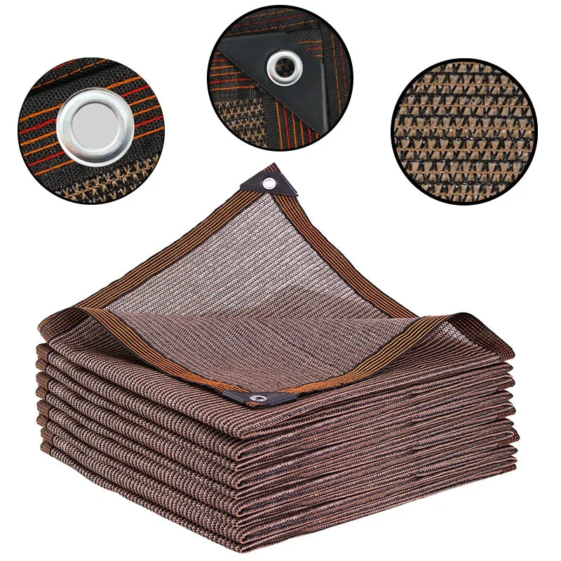 75% Shading Coffee Sun Shade Net – Heavy-Duty UV-Resistant Pergola Cover for Garden & Greenhouse