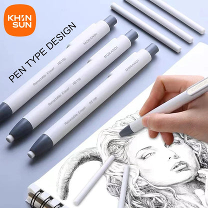 ممحاة قلم رصاص قابلة للسحب من KHINSUN - ممحاة مطاطية على شكل قلم لدقة ونظافة فائقة