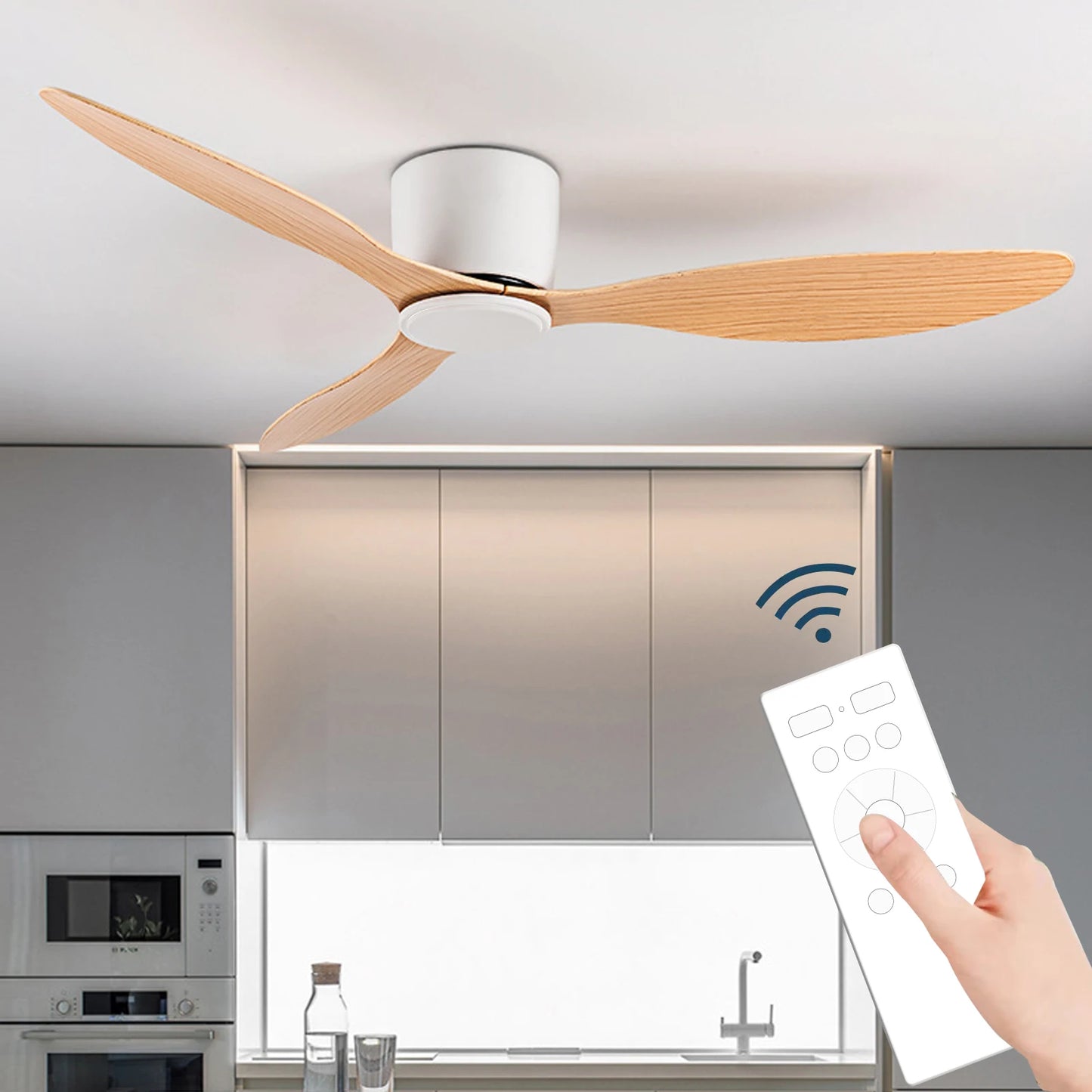 مروحة إضاءة LED مثبتة على السقف - مروحة إضاءة ديكورية بتصميم نورديك بسيط لغرفة المعيشة والمطعم 